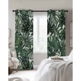 thumbnail image 4 of Green Palm Leaves Kitchen Curtains Summer Tropical Leaf Vintage Cafe Short Curtains for Bathroom Blackout Window Curtain Grommet Small Window Treatment Tier Drapes for Bedroom Living Room 52"x45"x2, 4 of 9