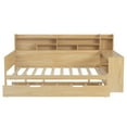 thumbnail image 5 of Full Size Daybed with Trundle, Desk and Storage Headboard, Pinewood U-Shaped Captain Corner Bed Frame for Bedroom, No Box Spring Needed, Easy Assembly, Natural, 5 of 9