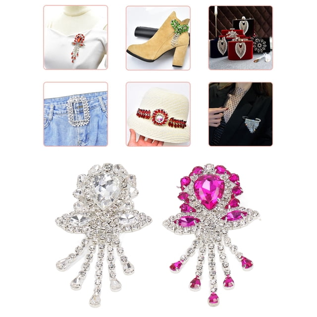 Broches Para Mujer, 2 Piezas Broche De Diamantes De Imitación Brillante Elegante Rosa Blanca Roja Buena Decoración Para Fiestas