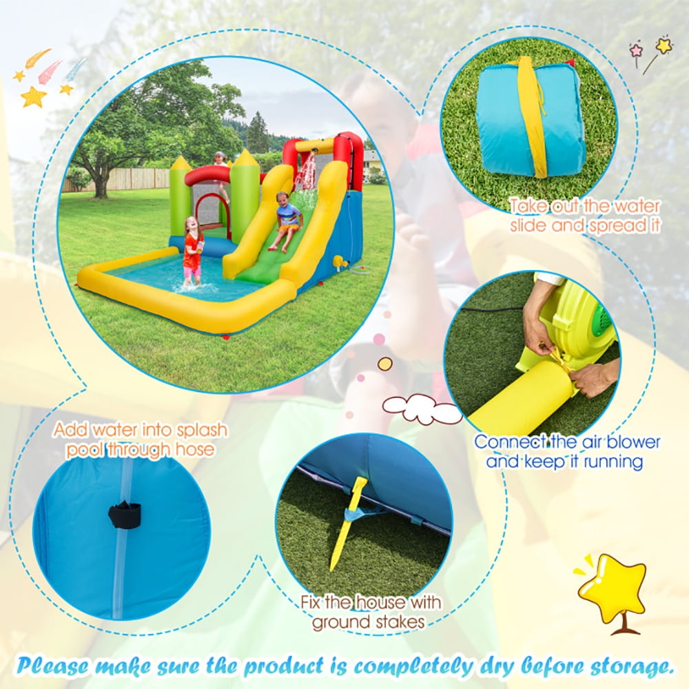 Aimee Lii Outdoor Inflatable Bounce House with 480 W Blower, Kids Bounce House for 5-10