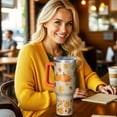thumbnail image 4 of 40oz Fall Tumbler With Handle And Straw,Autumn,Thanksgiving,Halloween Gifts,Extra Large Stainless Steel Cup Spill-Proof With Lid,Maple Leaf Pumpkin Design,Travel Coffee Mug Water Bottle, 4 of 6