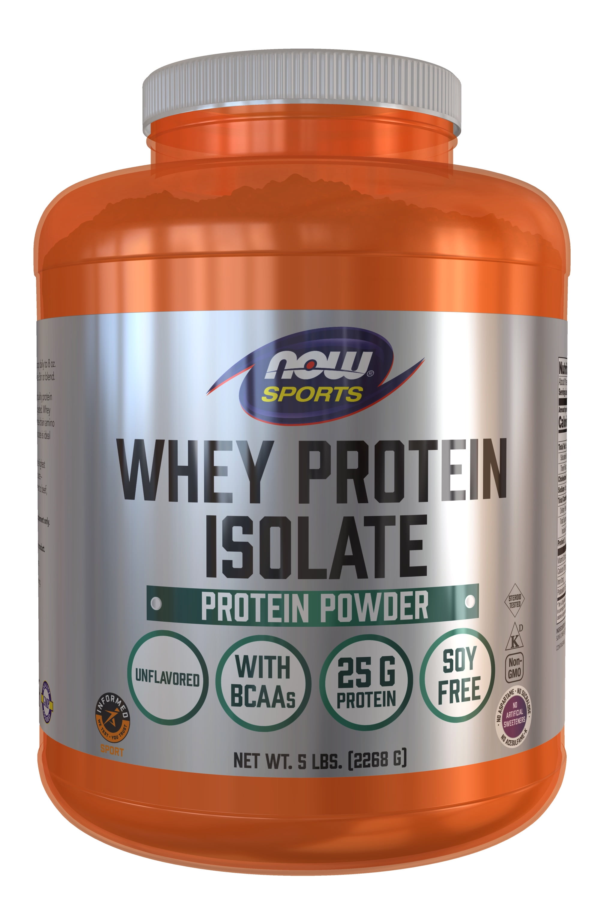 NOW Sports Nutrition, Whey Protein Isolate, 25 g With BCAAs, Unflavored