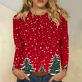 thumbnail image 2 of asdoklhq Christmas Fall Sweaters for Women Fashion Women's Casual Printed Round Neck Long Sleeve T-shirt Fashionable Blouse Tops Red XL, 2 of 6