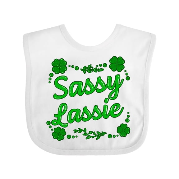 Inktastic Sassy Lassy with Green 4 Leaf Clovers Boys or Girls Baby Bib