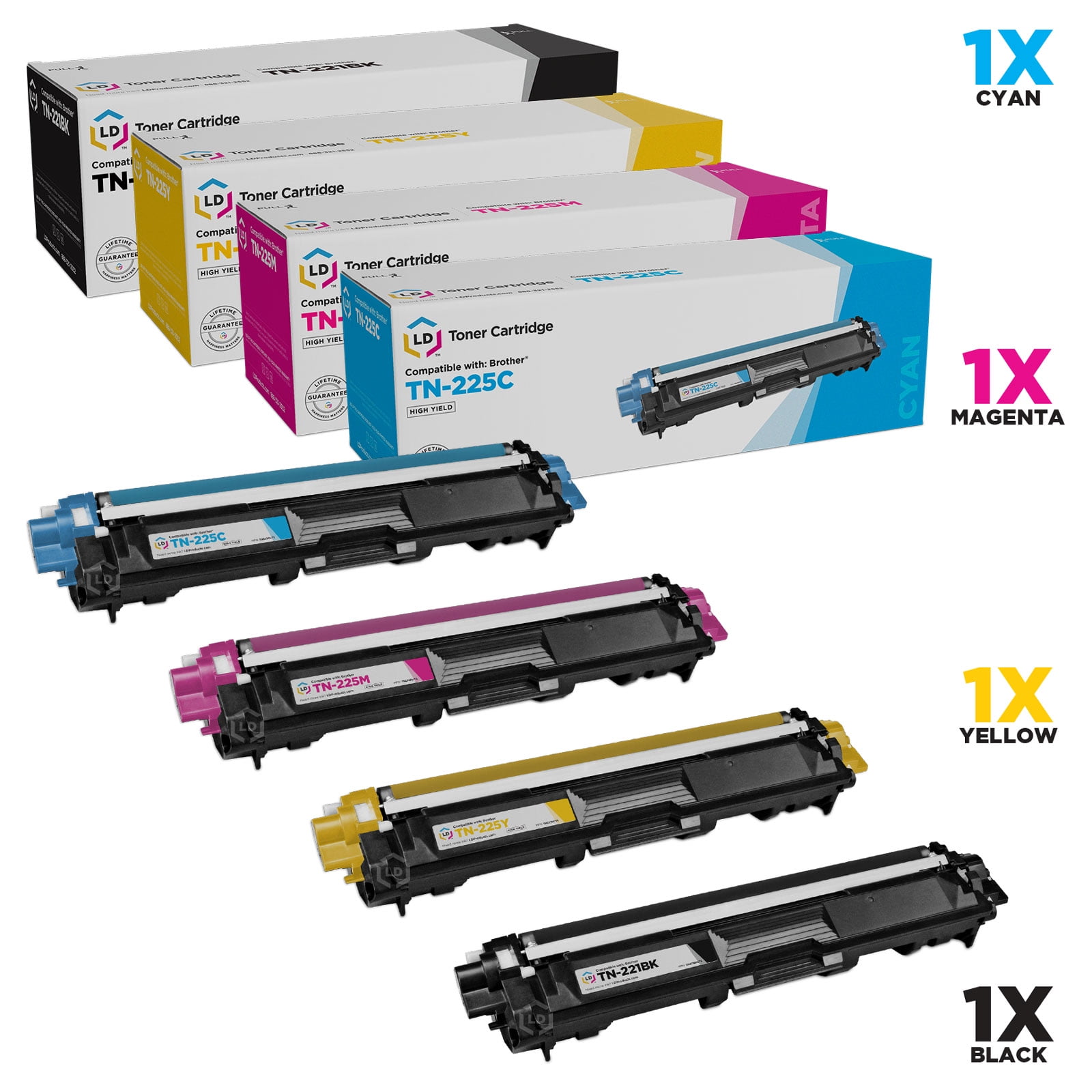 5 PK Color Toner TN221 BK TN225 Color For Brother MFC-9340CDW HL-3140CW 3170CDW 
