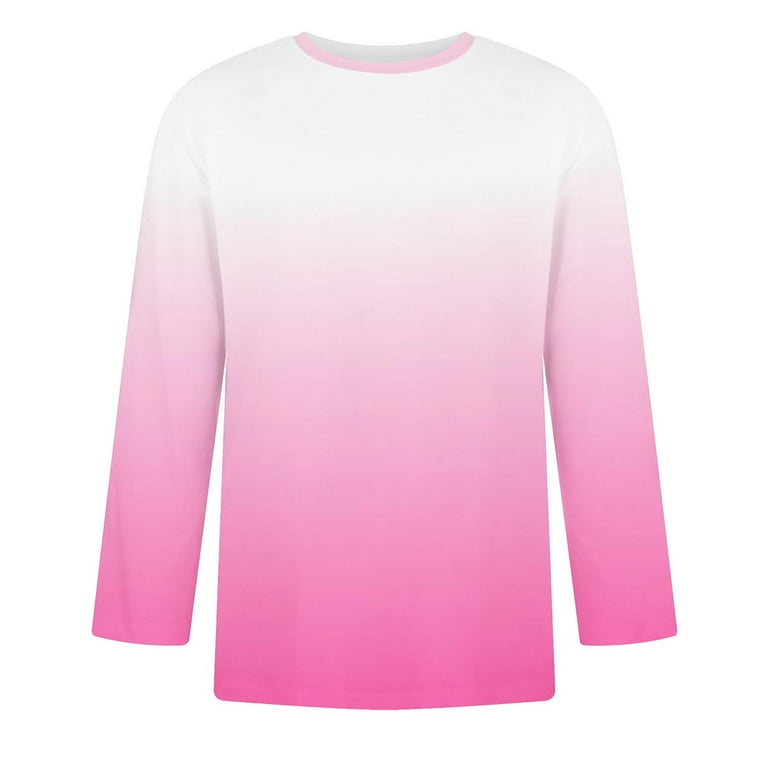 YLSDY Men's Ombre Long Sleeve T-Shirt Gradient Crew Neck Tops