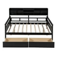 thumbnail image 3 of Modern Full Size Daybed with Bedside Shelves and 2 Storage Drawers, Wooden Full Storage Platform Bed Frame with 10 Slats for Boys Girls Teens Adults Guests, Espresso, 3 of 9