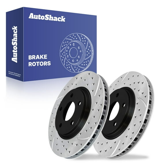 AutoShack Front Vented Drilled & Slotted E-Coated Brake Rotors 2-PC Set Replacement for 2004-2012 Chevrolet Malibu 2005-2010 Pontiac G6 2005-2008 Chevrolet Cobalt ShadowGuard 11.65" (295.8 mm)
