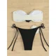 thumbnail image 3 of Conjunto de Bikini Bandeau con estampado de flores en 3D, traje de baño Sexy con realce en contraste, Micro bañador brasileño recortado, traje de baño con Tanga, 2024, 3 of 5