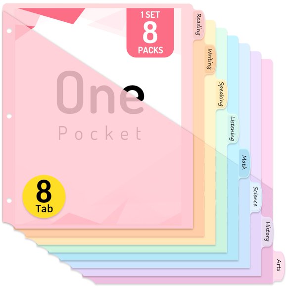 Separadores para carpeta de 8 pestañas con bolsillo US Letter Forvencer