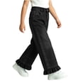 thumbnail image 3 of Lmnyox Wide Leg Jeans for Girls Baggy Cute Elastic Waist Denim Pants Teen Fashion Ruffle Jeans with Pockets, 3 of 9