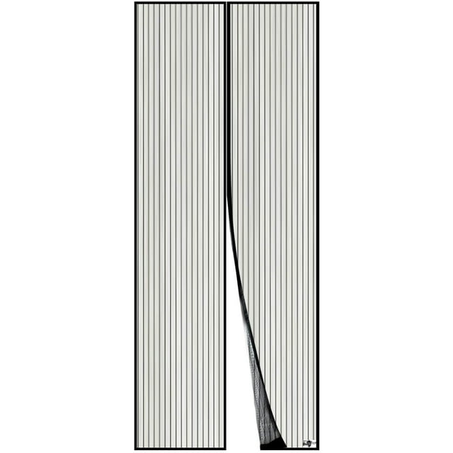 Magnetic Door Screen, Ultra Fine Mesh, Powerful Magnets, Complete Installation Kit, Adhesive and Hook & Loop Tape Included - 80x210cm, Black