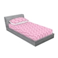 thumbnail image 2 of Ambesonne Palm Leaf Fitted Sheet & Pillow Sham Set, Pink Tropic Leaves Exotic, Twinxl, Pink and White, 2 of 2