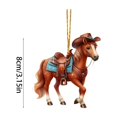 thumbnail image 3 of cpengpj Acrylic Brown Horse Car Pendant, Flat 2D Design for Car Interior, Backpack, Christmas Decor, Ideal Gift for Home and Car, 3 of 7