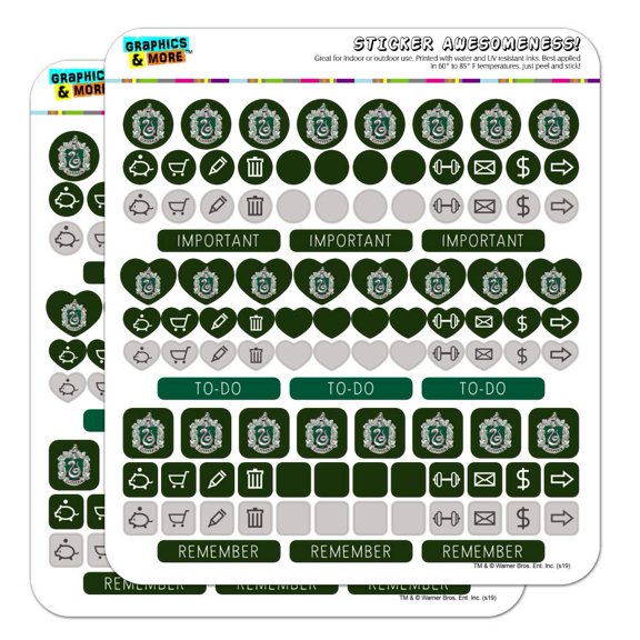 Harry Potter Slytherin Painted Crest Planner Calendar Scrapbooking Crafting Sticker Set