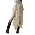 thumbnail image 1 of Falda larga con dobladillo irregular de encaje para mujer - Estilo vacacional, moda de Instagram, talla única para cintura de 64-71 cm, ligera, 230 g, 1 of 8