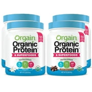 Orgain - Organic Vegan, Gluten Free Plant Based Protein & Superfoods Powder - Vanilla Bean (2.24 LB) + Protein & Superfoods Powder - Creamy Chocolate Fudge (2.24 LB)