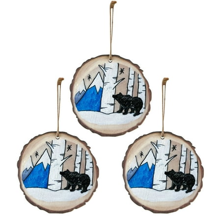

TMOYZQ Christmas Decorations Indoor Outdoor Lovely Christmas Round Wooden Hanging Animal Print Pendant Christmas Gift
