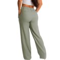thumbnail image 4 of Sngxgn Womens Casual Pants Straight Leg Drawstring Elastic High Waist Loose Comfy Trousers with Pockets(Green,M), 4 of 6
