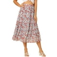 thumbnail image 5 of Unique Bargains Women's Floral Elastic Waist Chiffon Tiered A-Line Maxi Skirt M Blue, 5 of 7