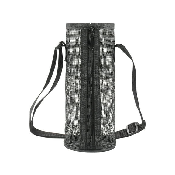 Gallickan Cup Holder, Mesh Water Bottle Bag with Zipper Portable Cover, Mountaineering Travel Sling, Outdoor Protective Sleeve for Drinkware, Black