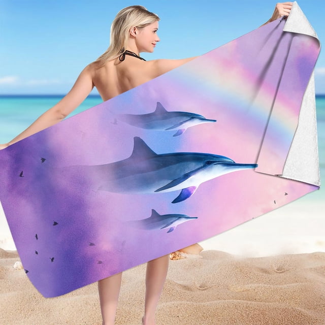 LSLJS Beach Towel Summer Beach Essentials Microfiber Beach Towel Super Lightweight Colorful Bath Towel Sandproof Beach Blanket Multi-Purpose Towel for Travel Swimming Pool 30x60 Inch Beach Towel
