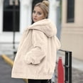 thumbnail image 2 of Duoif Fleece Jacket Women, Womens Fuzzy Lapel Open Front Long Cardigan Coat Faux Warm Winter Outwear Jackets for Women Beige L, 2 of 4