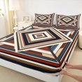 thumbnail image 3 of Manfei Bohemian Aztec 4 Pieces Queen Sheet Sets,Boho Theme Ultra Soft Flat Sheet,Geometric Stripes Queen Fitted Sheet,Tribal Room Decorative, 3 of 7