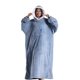 thumbnail image 1 of Qarigey Manta con capucha de lana de poliéster, albornoz portátil y de moda, manta de suéter de calor de invierno Pijama azul, 1 of 6