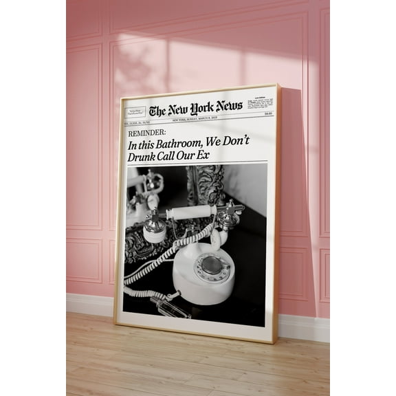 Newspaper Print, Bathroom Wall Art, New York Magazine Cover, Retro Vintage Bar Cart, Preppy Decor Wall Art, Modern Wall Decor, 8x12 UNFRAMED