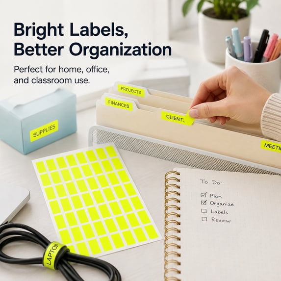 Royal Green Color Coding Printing Stickers 1 in x 3/8 in in Neon Yellow, 5400 Pack