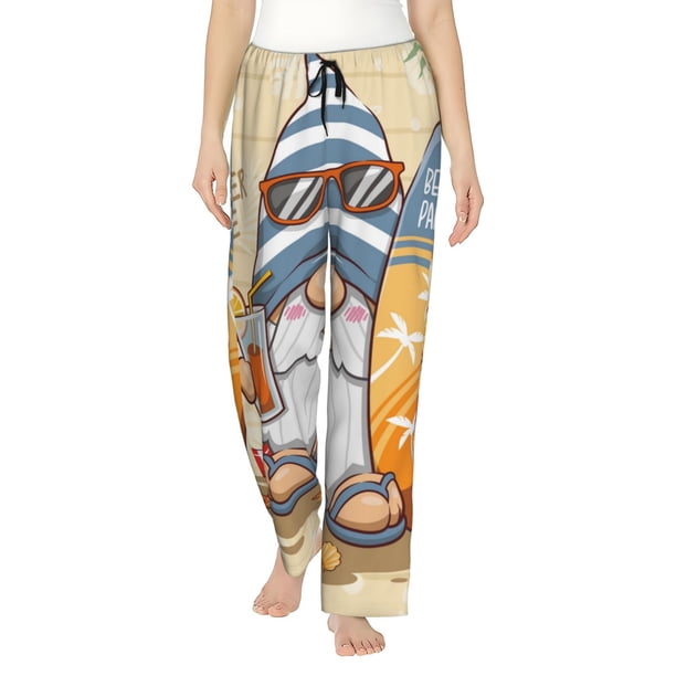 Balery Hello Summer Cute Gnome Pantalones de pijama para mujer, pijamas ultraligeros, pantalones de estar por casa-Medium
