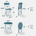 thumbnail image 2 of BOBOKY  3 - Piece Bistro Set, Space Saving Folding Design, Solid Steel, Outdoor Patio Furniture Set With  2 Chairs, Bistro Table,  23.5 x 23.5 x 27.75 inches,Peacock Blue, 2 of 8