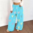 thumbnail image 2 of Womens Sweatpants Plush Flannel Fuzzy Heart Print Elastic Lounge Wide Leg Sweatpants Women Purple L, 2 of 8
