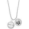 thumbnail image 1 of Delight Jewelry Silvertone Domed Matthew 17:20 Silvertone Script Initial Disc - U - Charm Necklace, 20"+3", 1 of 4