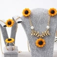 thumbnail image 4 of Besufy 5 Pcs/Set Women Sunflower Pendant Necklace Stud Earrings Ring Bracelet Jewelry Set, 4 of 7