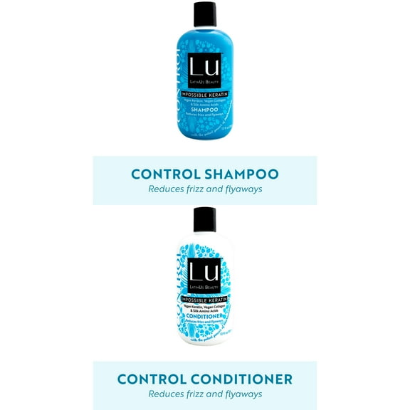 Lu LatinUs Beauty Control Anti-Frizz Shampoo and Conditioner Bundle with Impossible Keratin, for All Hair Types,12 oz 2 count