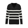 thumbnail image 7 of XFLWAM Women's Fall Winter Sweaters Lapel V Neck Long Sleeve Striped Chunky Knit Oversized Pullover Sweater Jumper Tops XL, 7 of 7