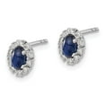 thumbnail image 2 of Primal Gold 14 Karat White Gold Diamond and Sapphire Oval Post Earrings, 2 of 4