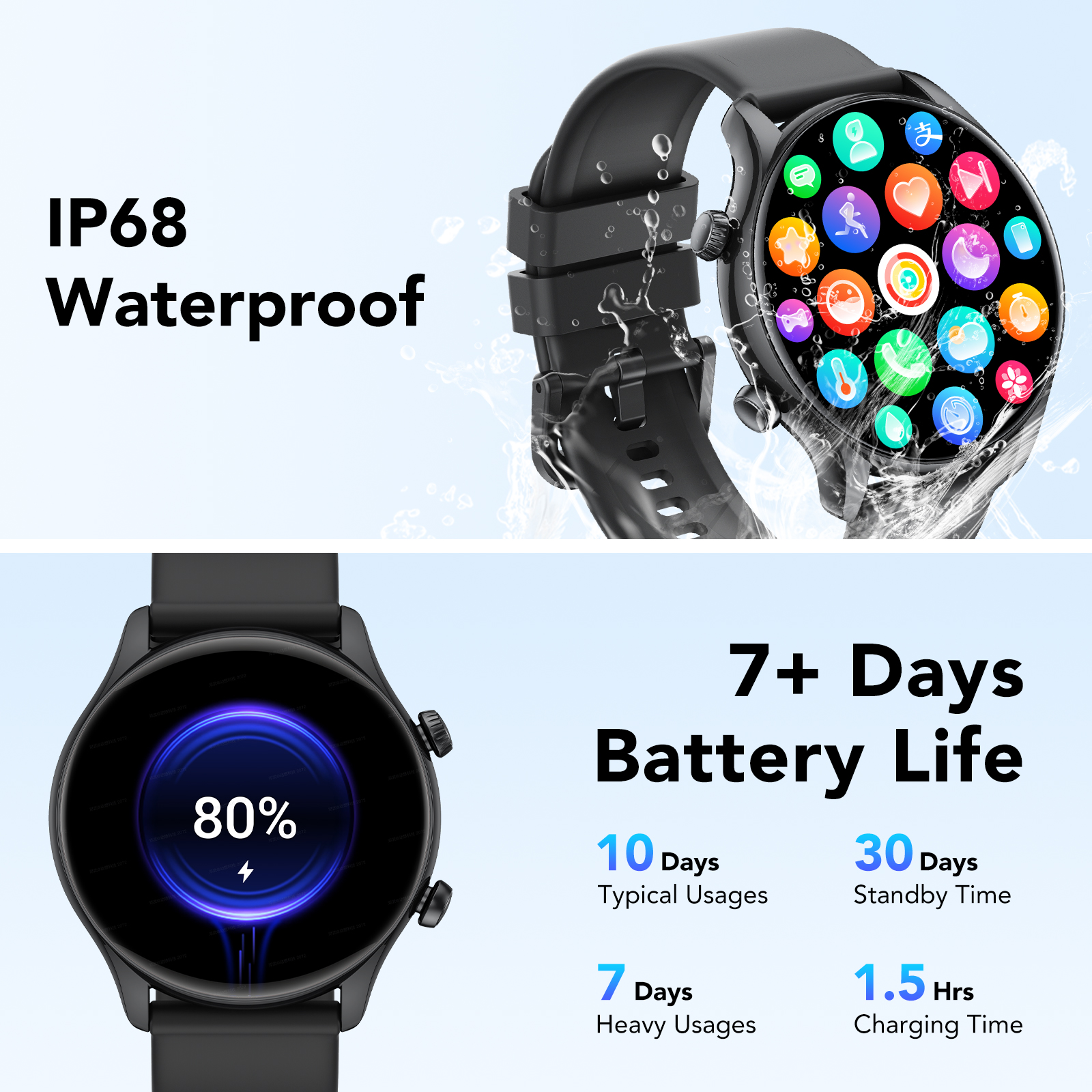 New Men's Smart Watch, 1.39" HD Screen Fitness Tracker with Bluetooth Calling (Answer/Make/Message), Smartwatch Fits for Android and IPhone, 120+ Sports Modes, IP68 Waterproof, for Gift Black