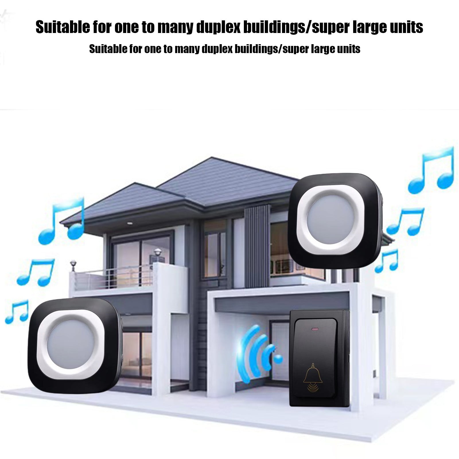 Wireless Self-Powered Doorbell, 36 Melodies, 4 Volume Levels, Easy Stick Installation, Elderly Call Function, Home/Office Use, No Wiring/Batteries Needed