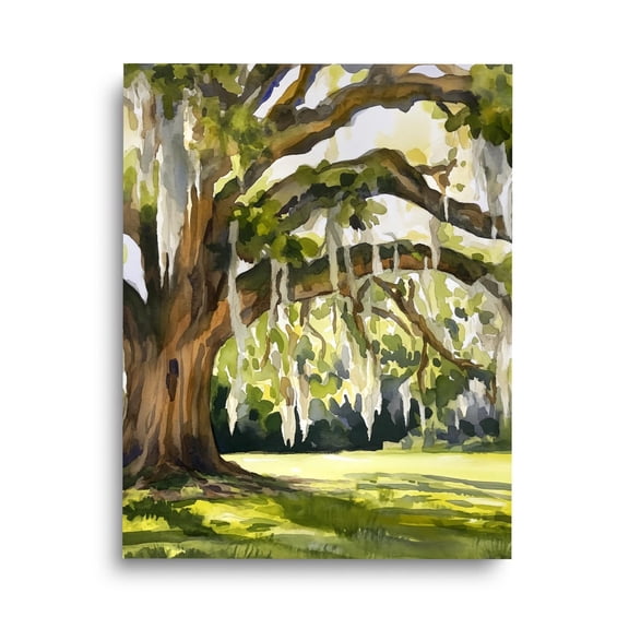 Spanish Moss Oak Tree Print, Southern Landscape Art, Peaceful Forest Print, Nursery Nature Wall Decor, Woodland Trees Artwork Home Decor #46, Unframed Poster Size 8x12