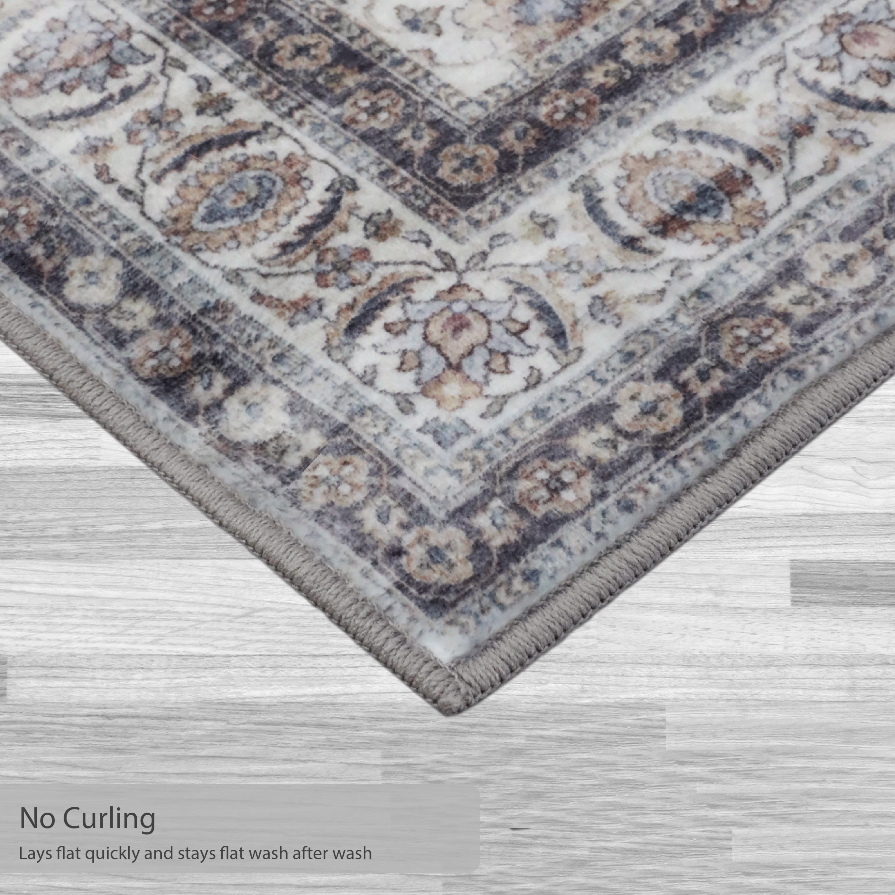 Washable Skid-Resistant Runner Rug Geometric Navy/Cream 24" x 72"