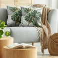 thumbnail image 5 of Ambesonne Monstera Throw Pillow Cover 2 Pack, Marble Boho Mid Century, 16", Pale Grey Fern Green, 5 of 7