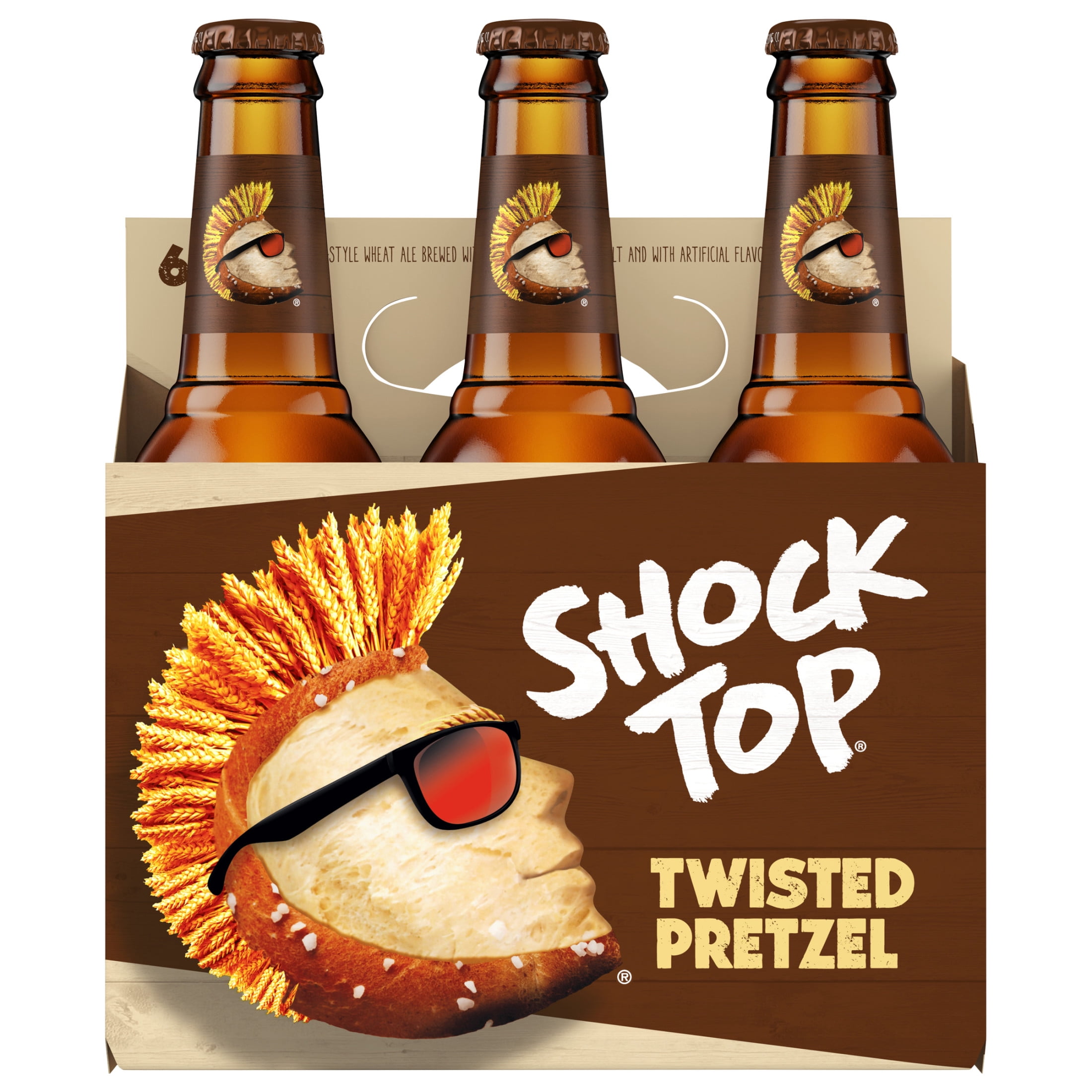 Shock Top Twisted Pretzel Wheat Craft Beer, 6 Pack, 12 fl oz Glass Bottles, 5% ABV
