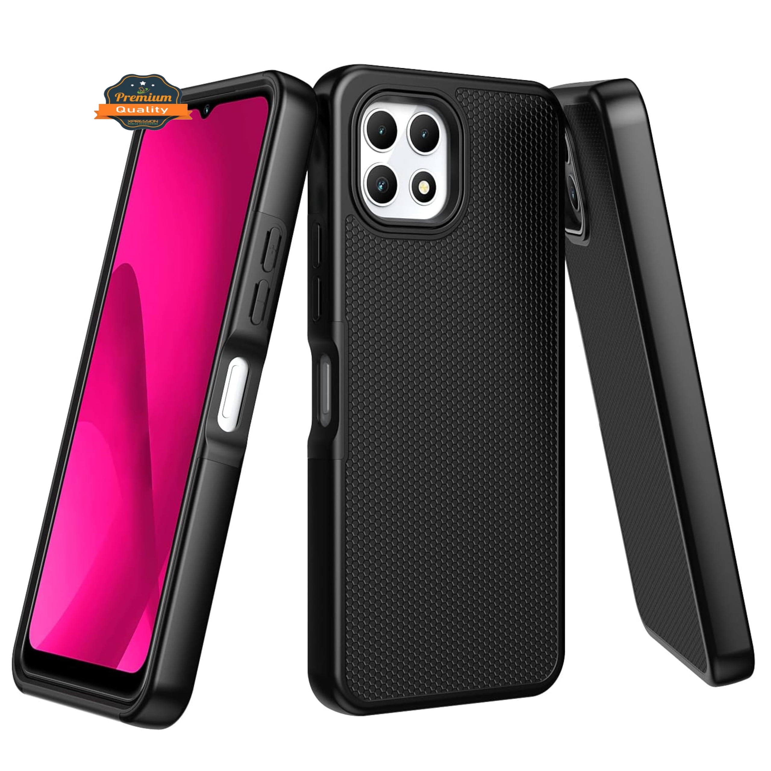Xpression Phone Case For TCL 50 LE Dual Layer Slim & Tough Hybrid Shockproof Heavy Duty Rubber TPU Matte with Textured Rugged Shell Protection Cover, Red
