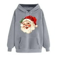 thumbnail image 3 of Brondbend Christmas Hoodies Womens Womens Pullovers Long Sleeved Pocket Drawstring Pullover Print Comfortable Plus Size Tops Ladies Hiking Fall Winter Clothes Gray, 3 of 4