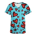 thumbnail image 4 of TIMIFIS Hauts de Blouse pour Femmes, Manches Courtes, Col en V, Imprimé, Poches, Bleu Imprimé, 4 of 5