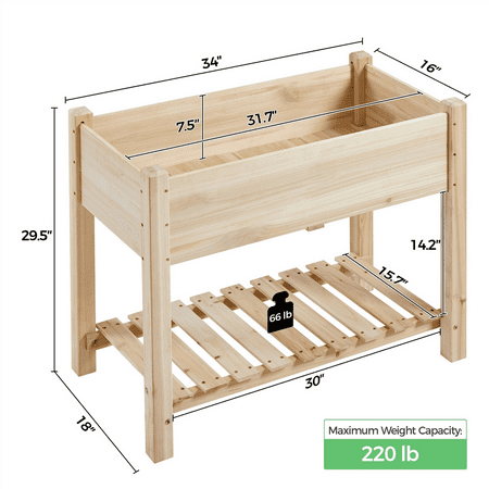 SmileMart 2-Tier Wooden Raised Garden Bed Planter for Flowers and Vegetables
