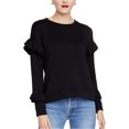 thumbnail image 1 of Rachel Roy Womens Ruffled Pullover Sweater, Black, Small, 1 of 1